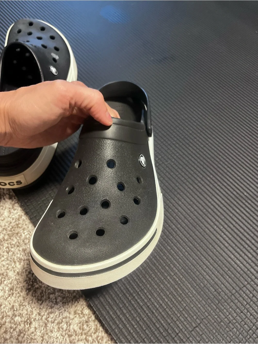 Crocs Crocband Platform Clogs Black White Men’s Size 13 Slip On Comfort Shoes